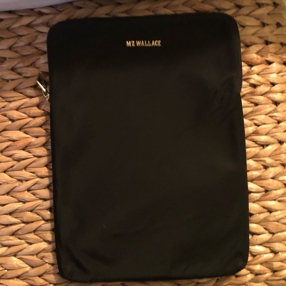 MZ Wallace nylon laptop sleeve. Gold hardware.